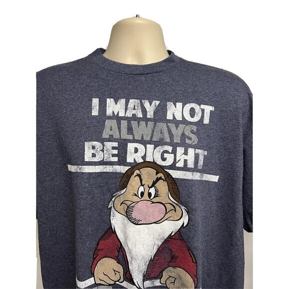 Disney Grumpy Dwarf Blue Gray Graphic T-Shirt XL 50/50 Stretch Relaxed Cotton - Picture 5 of 6